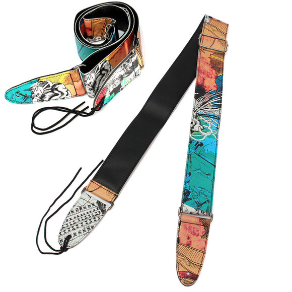 Guitar Strap Abstract Color PU Leather For Electric Bass