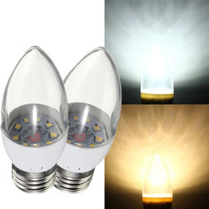 E27 3W 9 SMD 2835 LED Candle Light Bulb Clear Glass Warm White/White Lamp AC 220V