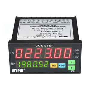 Multi-functional Dual LED Display Digital Counter 90~265V AC/DC Length Meter with 2 Relay Output and Pulse PNP NPN