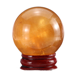 40mm Crystal Ball With Base For Home Decorations Yellow Natural Stones Specimen