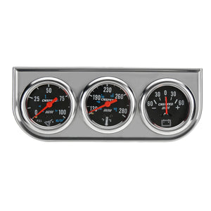 3 in 1 52mm Chrome Panel Oil Pressure Water Temperature Gauge Amp Triple Gauge