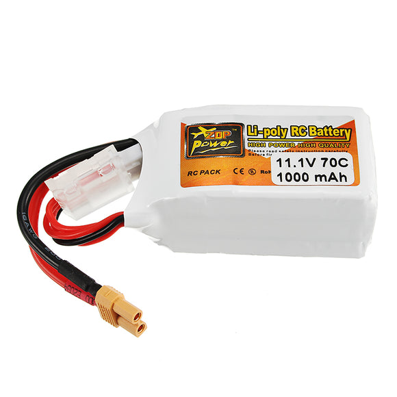 ZOP Power 11.1V 1000mAh 70C 3S Lipo Battery XT30 Plug