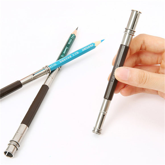 Adjustable Pencil Extender Dual 2 Head Holder School Art Sketch Writing Tools