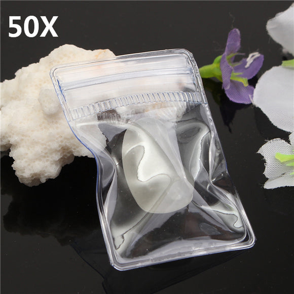 50Pcs Reclosable Ziplock Bag Self-adhesive Seal Ring Clear Plastic Bags 2x1.5 Inch