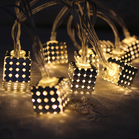 KCASA 2M 20 LED Metal Square String Lights LED Fairy Lights for Festival Christmas Decoration