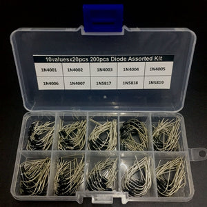 1000pcs 10 Values 12V Diode Assorted Kit Box 100pcs Each Value 1N4001-1N4007 1N5817-1N5819