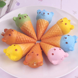 5PCS 8X4.5CM Fragrant Simulate Cute Bear Ice Cream Squishy Toy Stress reliever Phone Chain