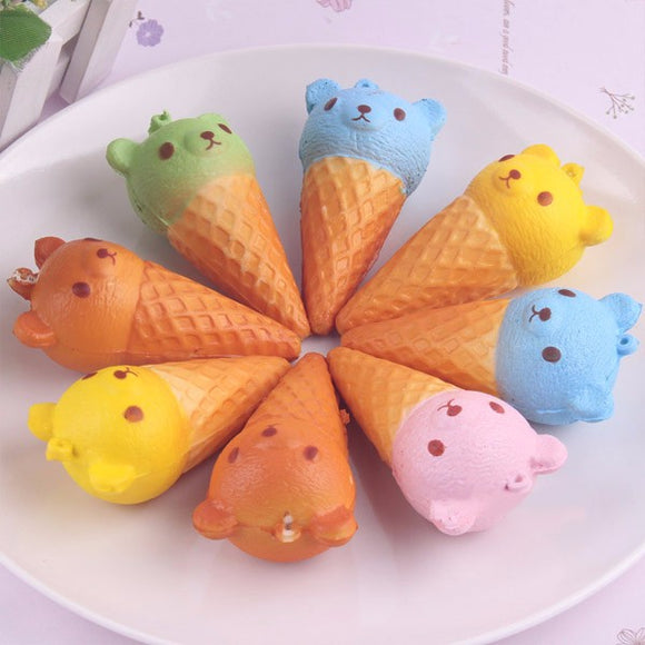 5PCS 8X4.5CM Fragrant Simulate Cute Bear Ice Cream Squishy Toy Stress reliever Phone Chain