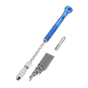 Drillpro Upgrade Semi-automatic Mini Hand Drill+2pcs Double Side Chuck+10pcs Twist Drill Bits