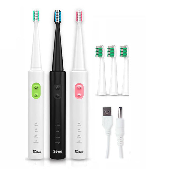 Borui BR-Z1 USB Wireless Ultrasonic Electric Toothbrush Oral Hygiene Rechargeable Sonic Automatic To