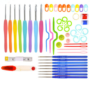 53Pcs Crochet Hooks Kit Yarn Knitting Needles Sewing Tool Ergonomic Grip Bag Set