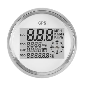 90MM GPS Waterproof Speedometer Odometer Gauge Digital White For Car Truck Motorcycle