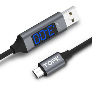 TOPK 3A Micro USB LCD Display Fast Charging Data Cable 3.28ft/1m for Honor 8X Xiaomi Redmi Note 5