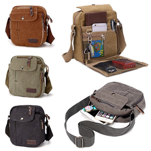 Men Canvas Satchel School Casual Shoulder Messenger Bag Pack Phone Pouch Outdoor Travel Hiking