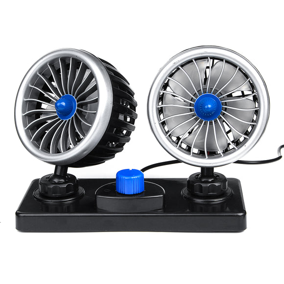 12V/24V Electric Van Car Dual Head Cooling 360 Oscillating Dashboard Air Fan