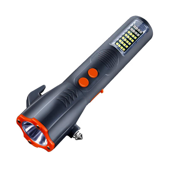 Warsun FF911 6 In 1 40 Lumens USB Rechargeable Flashlight 2 18650 Flashlight Emergency Harmer Cutter Work Lamp Camping Hunting Portable Emergency Lantern