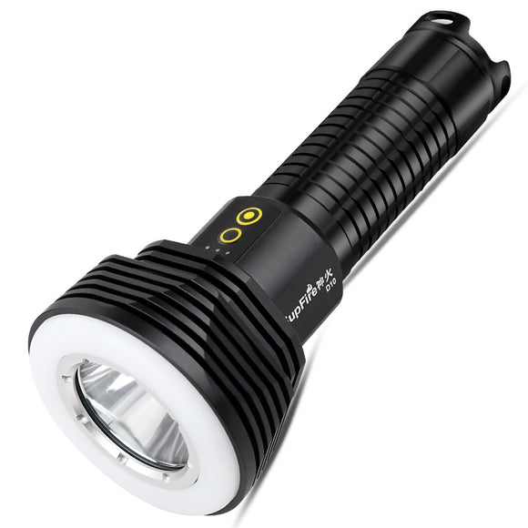 SupFire D10 XML2 1100Lumens Dual Lamp Dual Switch 5Modes USB Rechargeable LED Flashlight 18650/26650 Flashlight with Tail Magnet