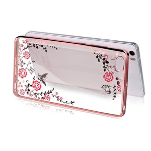 Flowers Pattern Plating Rhinestones Case For Xiaomi Mi 5