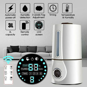 KCASA Remote Control Air Diffuser 3L Fogger Ultrasonic Air Humidifier Electric Air Purifier Cool Mist Maker Home Office