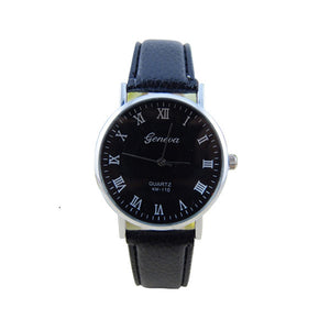 Women Casual Roman Number PU Leather Band Quartz Wrist Watch