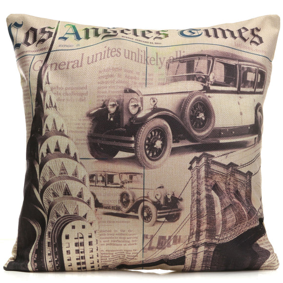 Vintage Los Angeles Times Pattern Throw Pillow Case Sofa Office Cushion Cover Home Decor