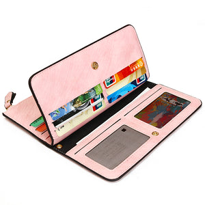 Women PU Leather Vintage Retro  Functional Casual Clutch Card Holder Wallet