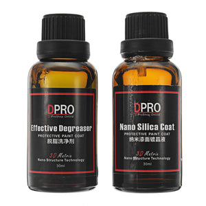 DPRO Car Nano Silica Coat Liquid Glass+Degreasing Agent Auto Paint Protection Hydrophobic 2*30ml Kit