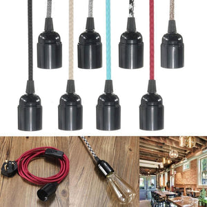 E27 2M Fabric Cable UK Plug In Pendant Lamp Light Set Fitting Vintage Bulb Holder Socket