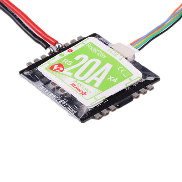 Racerstar RS20Ax4 V2 20A BB2 48MHz Blheli_S 2-4S 4 in 1 Opto ESC Support Oneshot42 Multishot 16.5 Dshot600