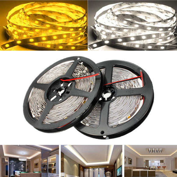 5M SMD5050 300 LED White/Warm White Non-Waterproof Flexible Tape Strip Light Lamp DC12V