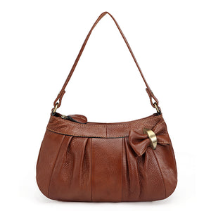 Women Cowhide Genuine Leather Butterfly Knot Shoulder Bag Crossbody Bag