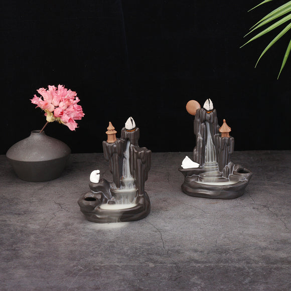 Ceramic Incense Holder Burner Backflow Incense Burner Waterfall Holder Home Decorations With 10 cones