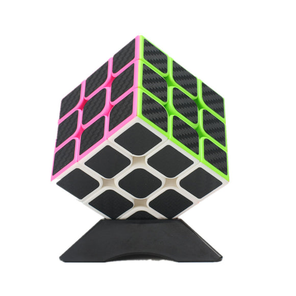 Classic Magic Cube Toys 3x3x3 PVC Sticker Block Puzzle Speed Cube Fibre Carbon