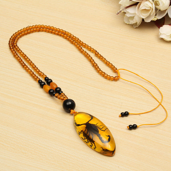 Unique Natural Insects Amber Scorpion Inclusion Pendant Necklace Gemstone Ornament Crafts Gifts Decorations