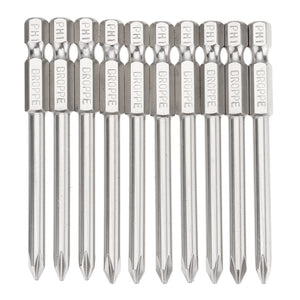 BROPPE 10pcs 75mm PH1 Screwdriver Bit 1/4 Hex Shank Magnetic Phillip Screwdriver Bits Set"