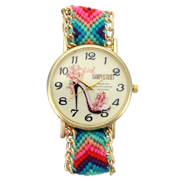 Custom Folk Women Watch High Heels Pattern Alloy Case Casual Retro Quartz Wrist Watch