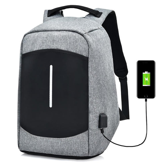 Men Canvas Multifunction Sport Bag Casual Anti Theft 17 Backpack with USB Charging Port