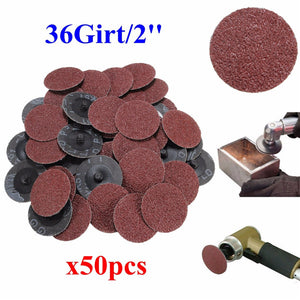 50pcs 36 Grit 2 Inch 50mm Roll Lock Sanding Discs Abrasive Tool for Dremel