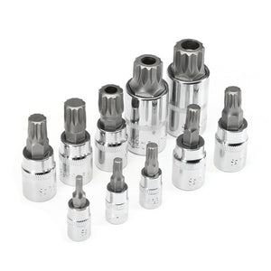 10pcs Triple Square Spline Bit Socket Set XZN12 Point Tamper Proof Socket Adapter