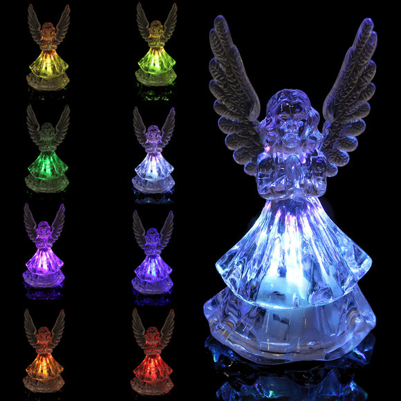 Changing Color Acrylic Color Icy Crystal Angel LED Light Lamp Home Decoration