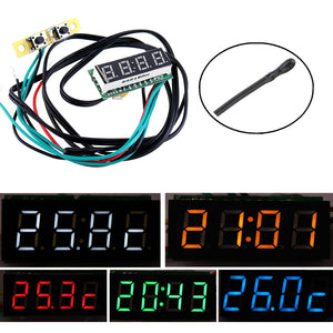 0.28 Inch 3-in-1 Time + Temperature + Voltage Display with NTC DC7-30V Voltmeter Electronic Watch Clock Digital Tube