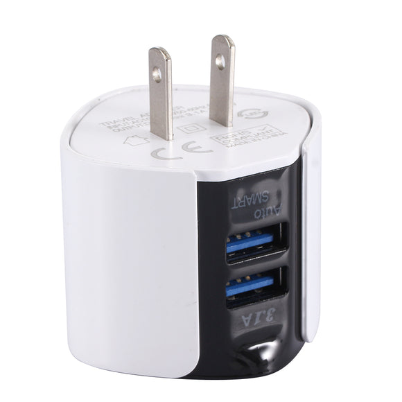 Bakeey 3.1A LED Blue Button Multiport EU US Travel USB Charger Adapter For iPhone X XS HUAWEI P30 XIAOMI MI9 S10+