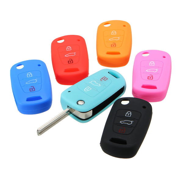 Silicone 3 Button Remote Key Case Cover For Hyundai Elantra Accent i20 i30 ix35