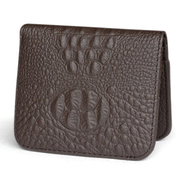 Men Genuine Leather Crocodile Pattern Personalized Wallet Double Fold Card Holder