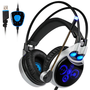 Sades R8 Gaming Headset USB Virtual 7.1 Light Surround Sound PC Gamer Headphone With Microphone