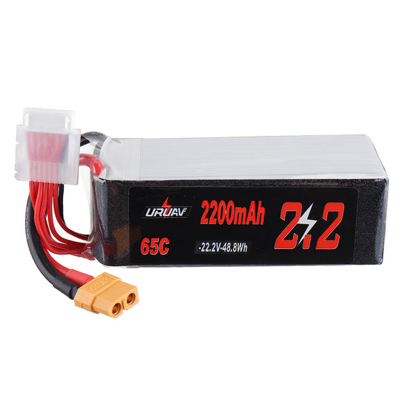 URUAV 22.2V 2200mAh 65C 6S Lipo Battery for RC Racing Drone Helicopter