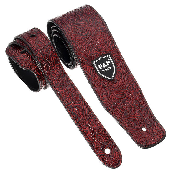 Adjustable PU Leather Durable Embossed Snake Guitar Strap For Acoustic Electric Bass