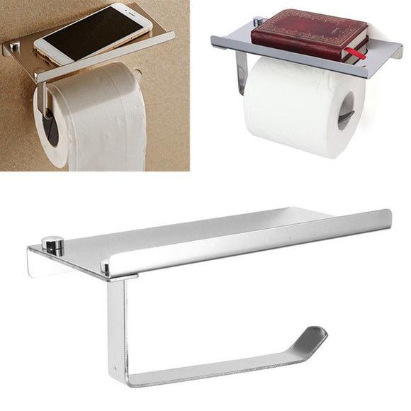 Polished Chrome Stainless Steel Bathroom Toliet Paper Book Phone Holder