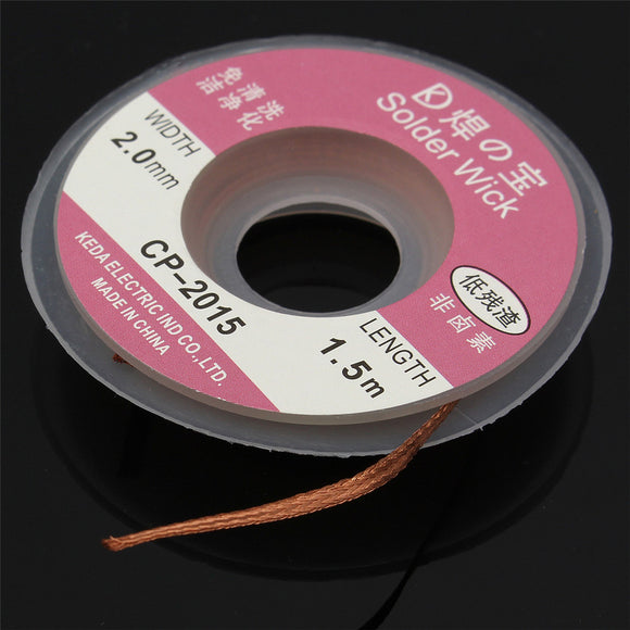 Effetool 5Ft/1.5mx2mm Desoldering Braid Solder Remover Copper Wick Spool Wire Cable Welding Wire