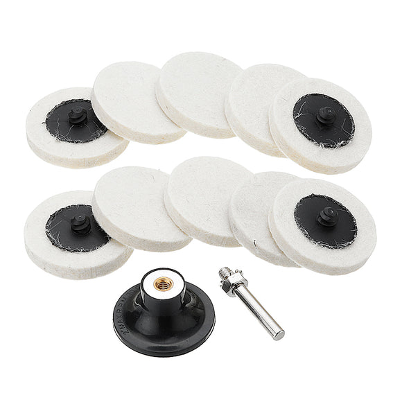 Drillpro 2 Inch Sanding Polishing Disc Pad Holder With 10pcs Wool Pads For Rotary Tool